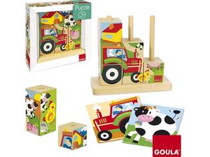 PUZZLE MADERA CUBOS GRANJA GOULA