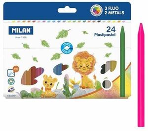 LAPICES CERA 24 COLORES PLASTIPASTEL MILAN