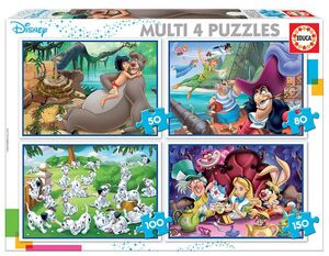 PUZZLE MULTI 4 CLASICOS DISNEY 50+80+100+150