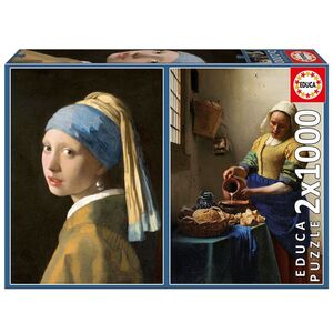 PUZZLE 2*1000 VERMEER JOVEN DE LA PERLA + LECHERA