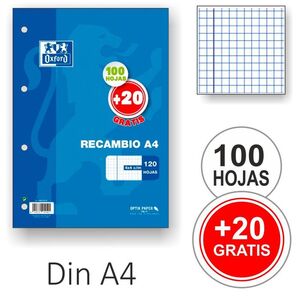 RECAMBIO A4 OXFORD 100+20H 90G 4*4 C/M