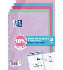 PACK BLOC OXFORD Fº 80H 4*4 TP COLORES PASTELES