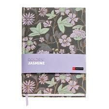 CUADERNO A5 LISO FLORES GOLDEN JAZMIN